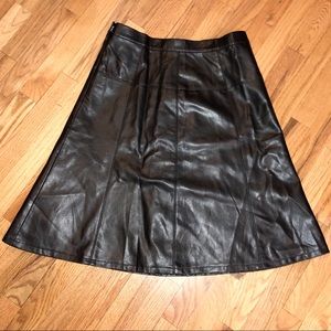 NWT Dennis Basso Faux Leather Flare Midi Skirt